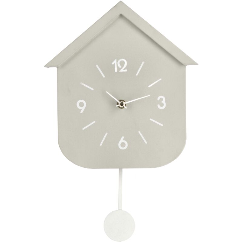 foto del prodotto orologio da parete home con pendolo in acciaio a batteria 24x5,5x37,5 h cm tortora