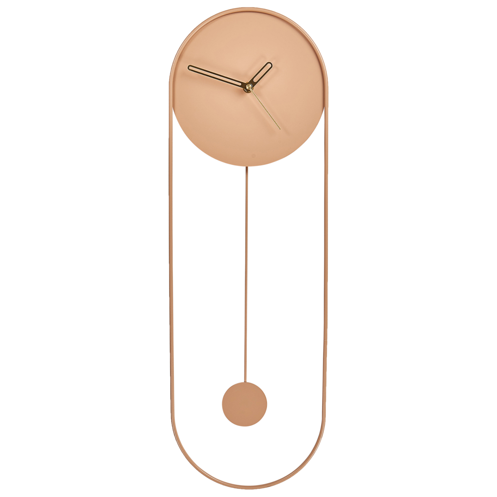 foto del prodotto orologio da parete in acciaio rosa 20 x 62 cm design moderno minimalista decorativo a pendolo senza numeri arredamento per il soggiorno