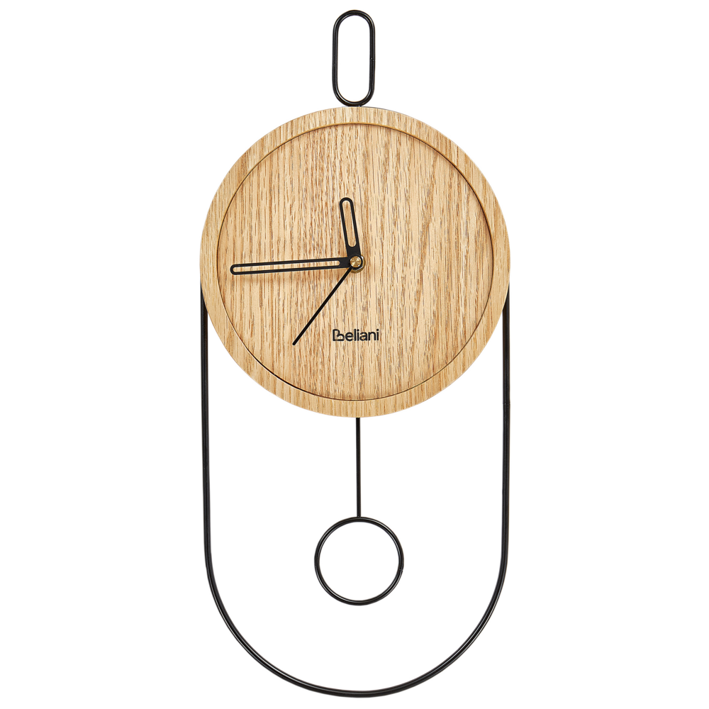 foto del prodotto orologio da parete in legno chiaro mdf metallo 20 x 45 cm design senza numeri pendolo decorazione per il soggiorno