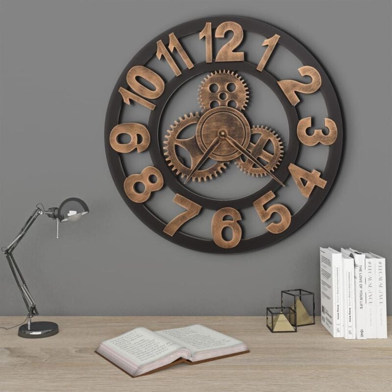 foto del prodotto orologio da parete in metallo 58 cm dorato e nero vidaxl