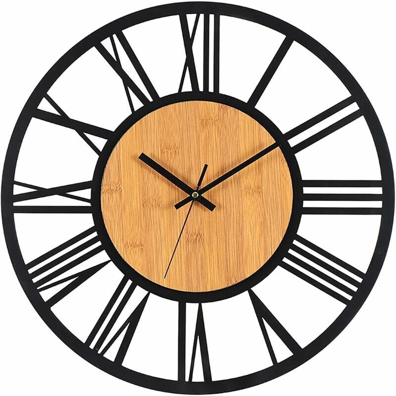 foto del prodotto orologio da parete in metallo e legno da 40 cm orologio da parete silenzioso nessun rumore ticchettio soggiorno camera da letto cucina ufficio