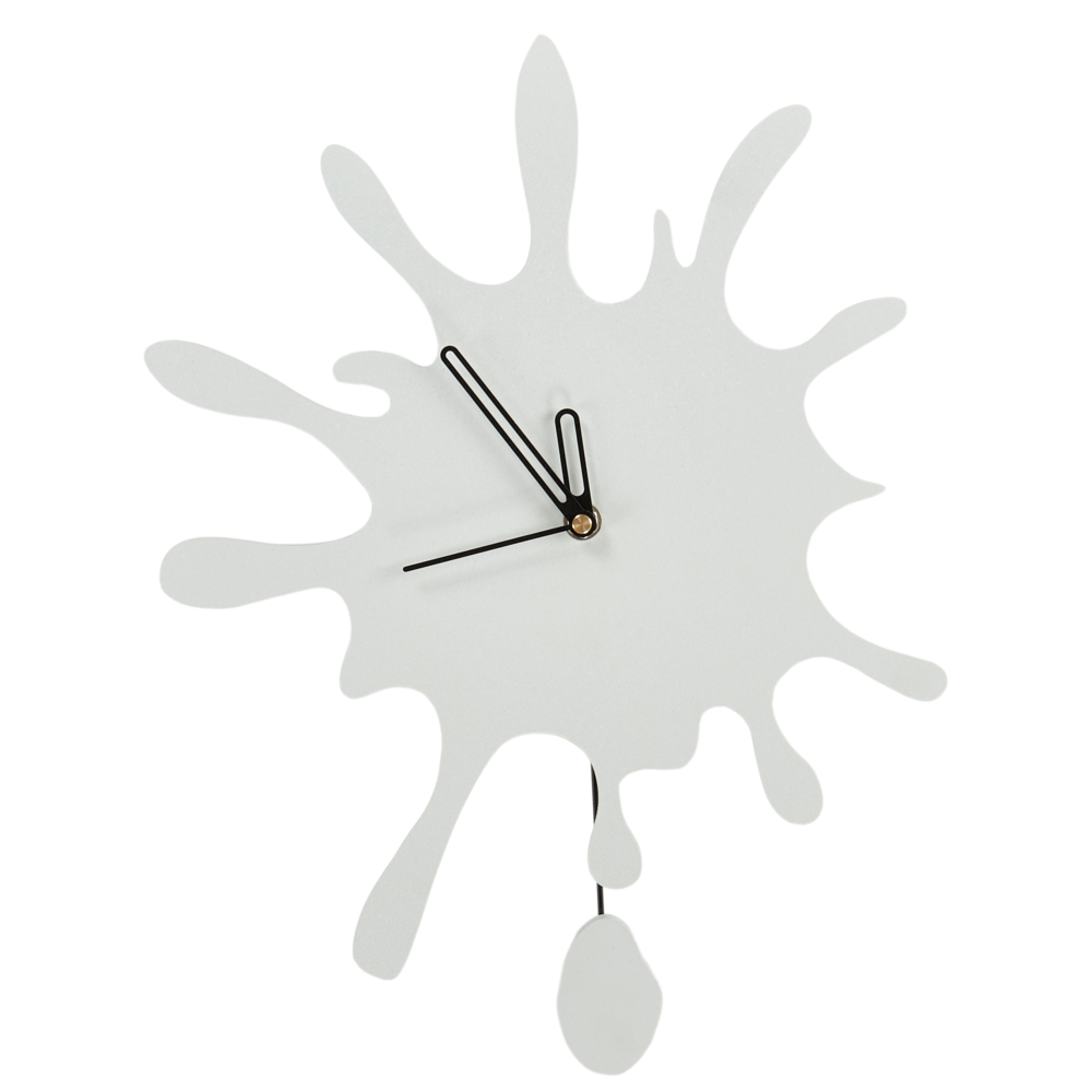 foto del prodotto orologio da parete in metallo mdf bianco 27 x 37 cm design con pendolo decorativo senza numeri decorazione per il soggiorno