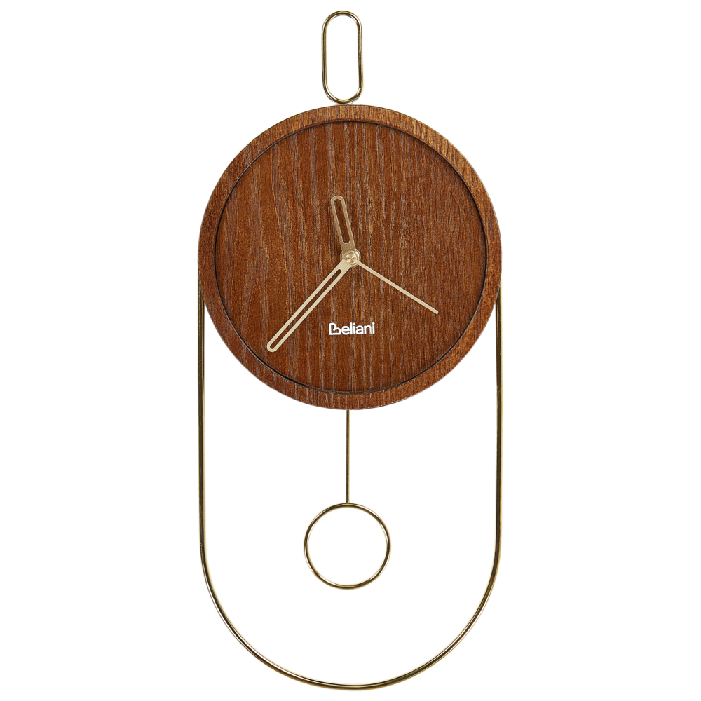 foto del prodotto orologio da parete in metallo mdf legno scuro 20 x 45 cm design senza numeri pendolo decorazione per il soggiorno