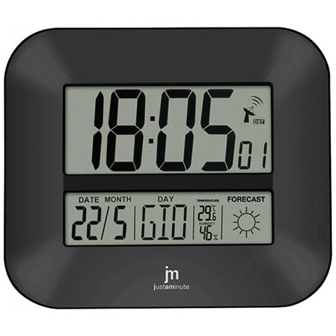 foto del prodotto orologio da parete justaminute digitale con datario e meteo nero 27 x 24 cm jd 9906