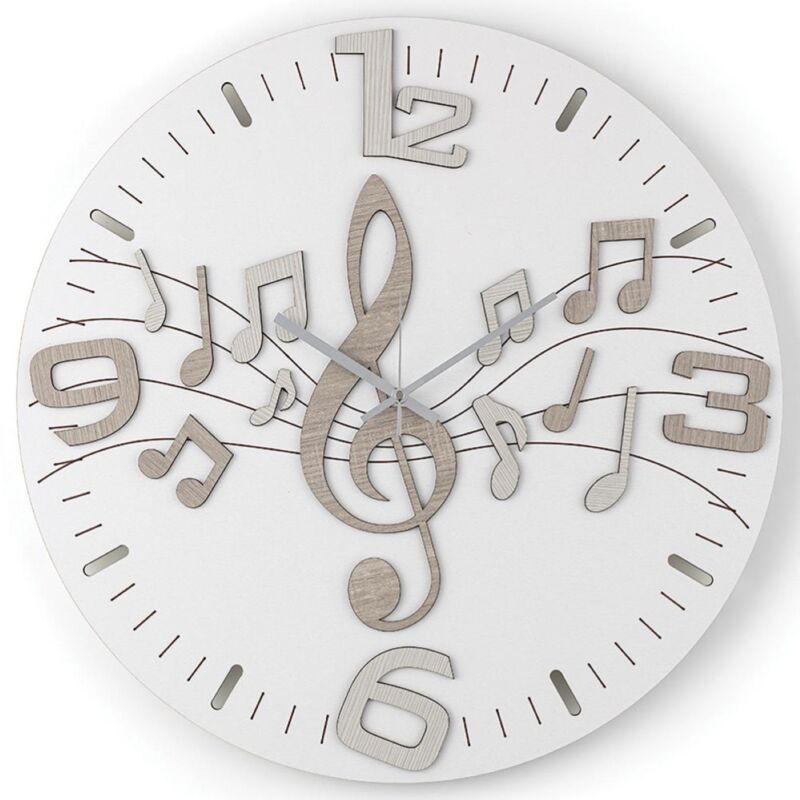 foto del prodotto orologio da parete moderno 30 cm music in legno laminato brc