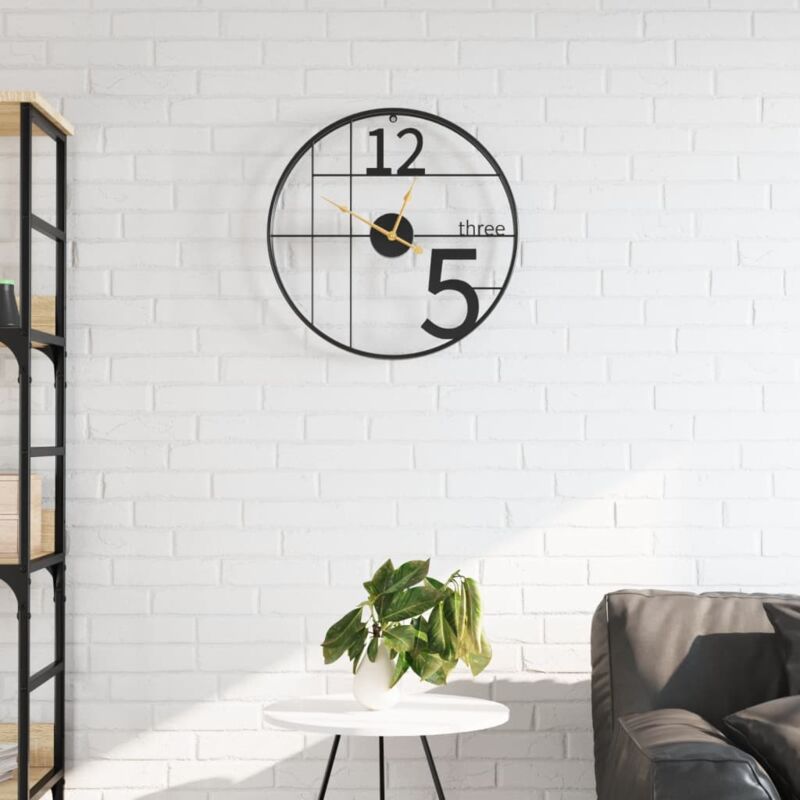 foto del prodotto orologio da parete nero 50 cm in ferro vidaxl