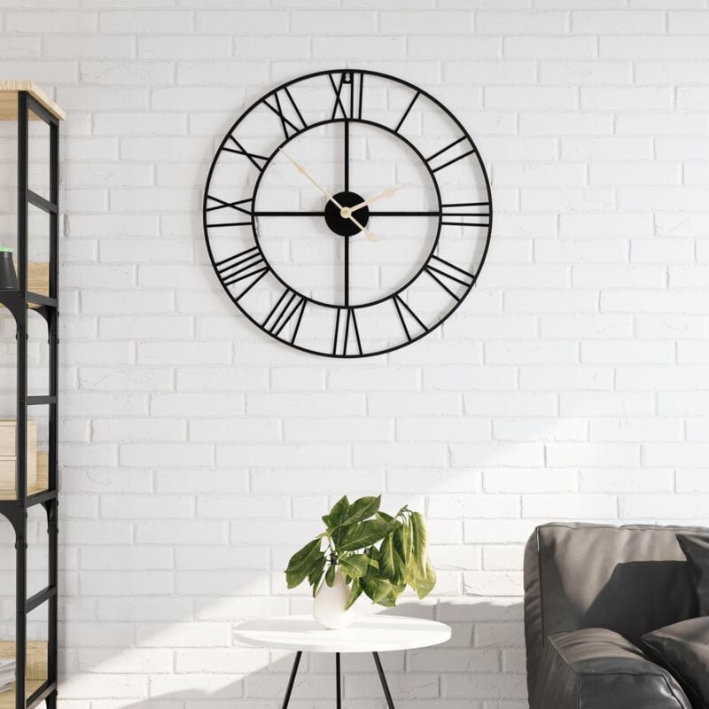 foto del prodotto orologio da parete nero 50 cm in ferro vidaxl