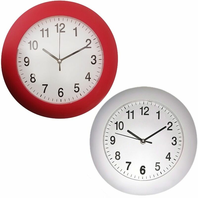 foto del prodotto orologio da parete numeri grandi rosso bianco a muro da cucina ufficio salone new d 28 moderno forma particolare colorigenerali rosso