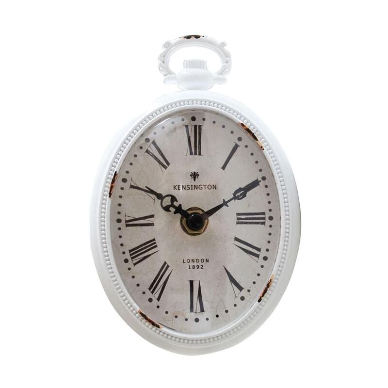 foto del prodotto orologio da parete olivier ovale in ferro bianco 9.8 x 4.5 x h15.3 cm