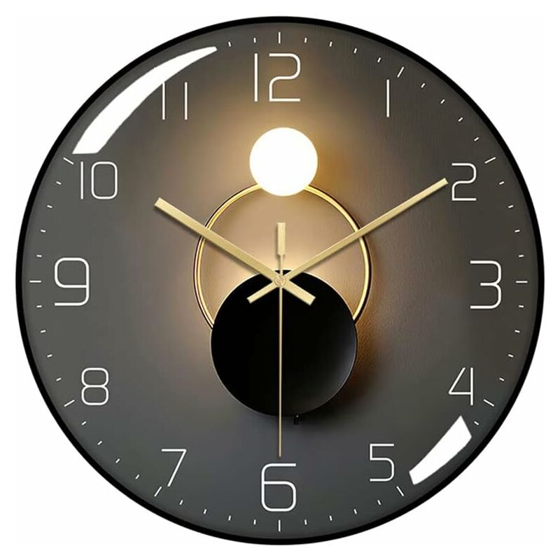 foto del prodotto orologio da parete, pendolo da parete con diametro di 30 cm, orologio da parete digitale rotondo al quarzo in stile europeo, vetro hd, facile da