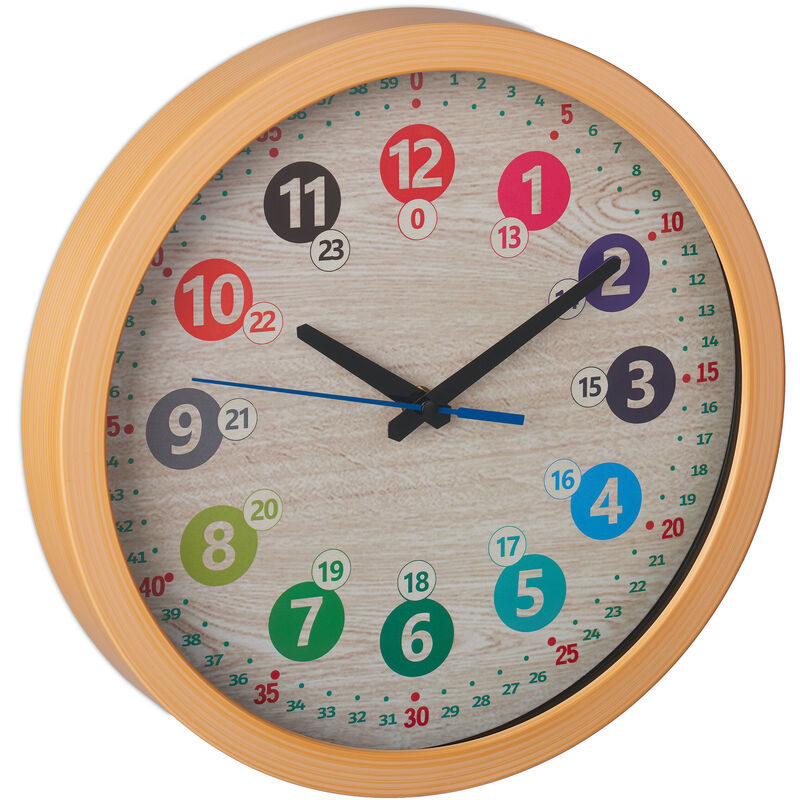foto del prodotto orologio da parete per bambini, analogico, 30 cm, da muro cameretta ragazzi, per imparare l ora, colorato relaxdays
