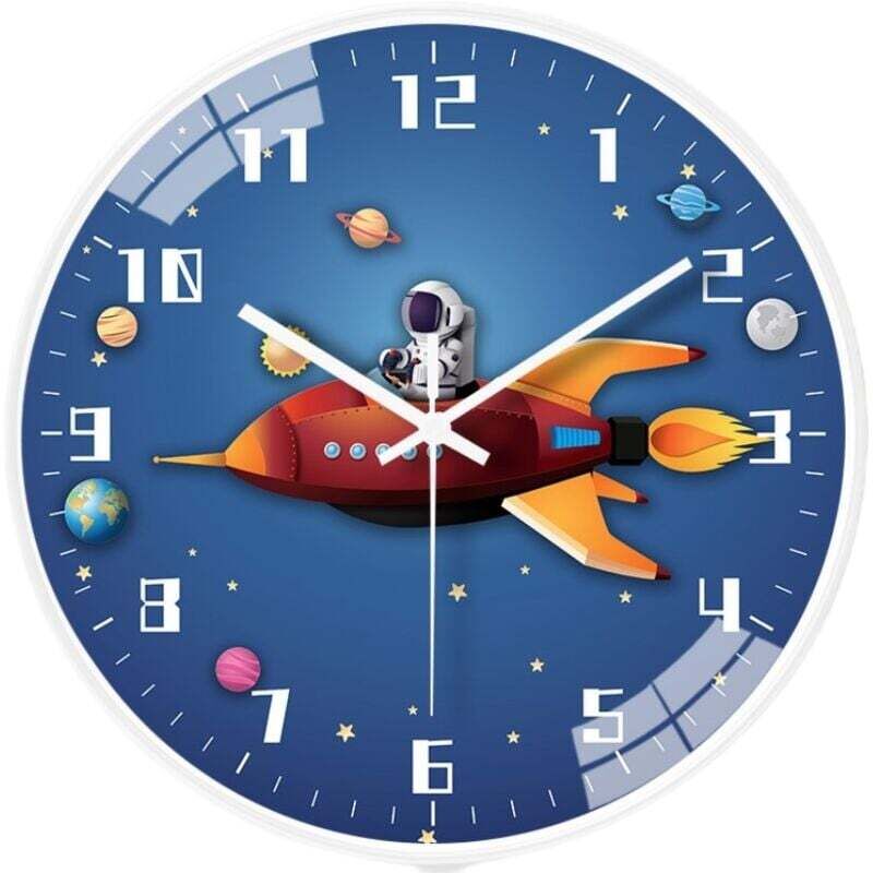 foto del prodotto orologio da parete per bambini con movimento silenzioso da 8 pollici blu 