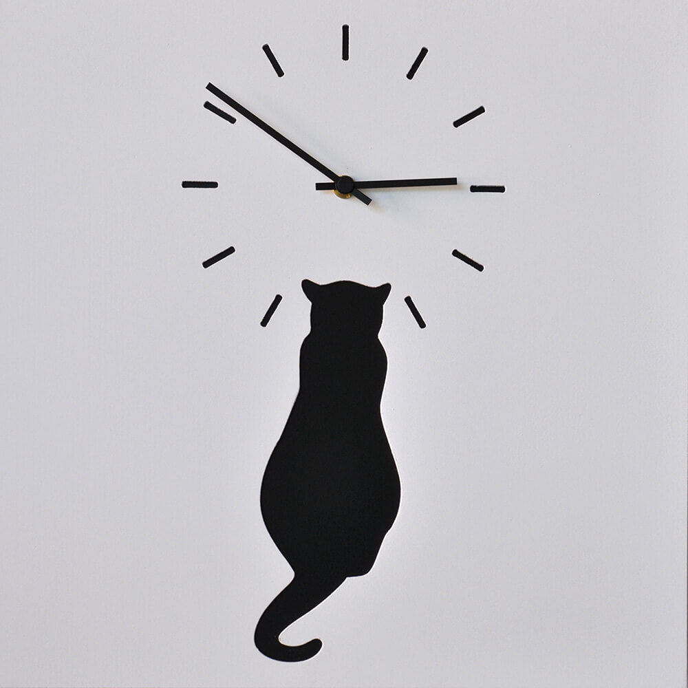 foto del prodotto orologio da parete quadrato 38,5x38,5cm pirondini italia cat bianco e gatto nero