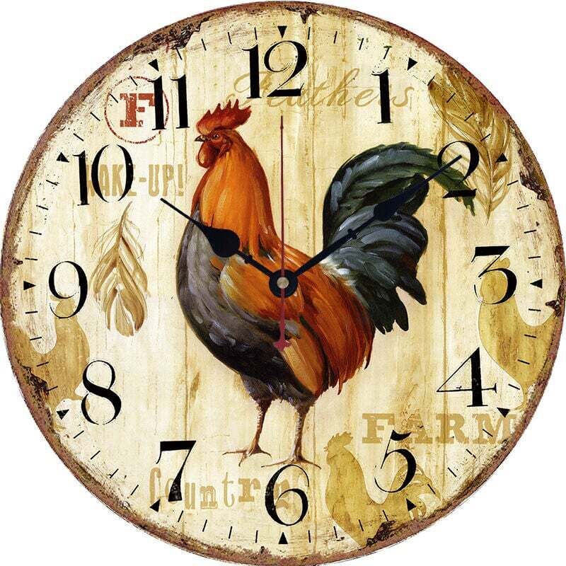 foto del prodotto orologio da parete retr silenzioso, senza ticchettio, a batteria, decorativo, per cucina soggiorno camera da letto casa colonica