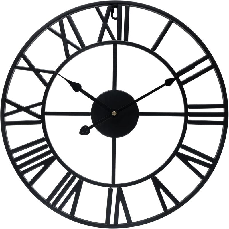 foto del prodotto orologio da parete rotondo in metallo in stile vintage, silenzioso, senza ticchettio, a batteria, 40 cm