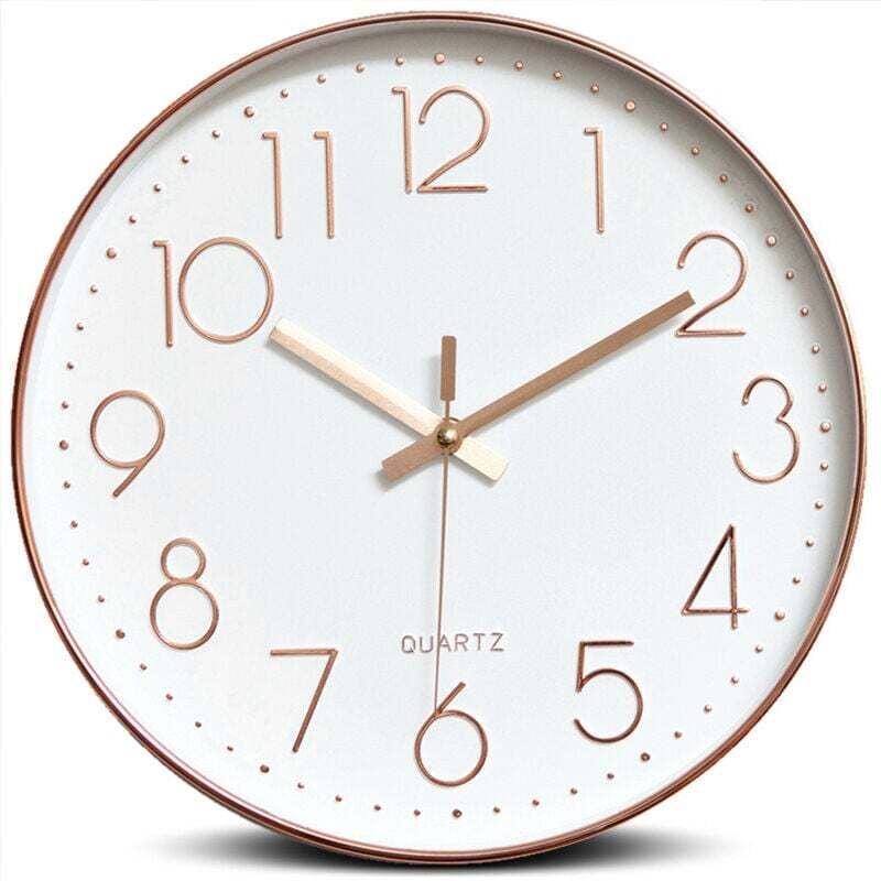 foto del prodotto orologio da parete silenzioso al quarzo di qualit , orologio da parete silenzioso rotondo facile da leggere, oro
