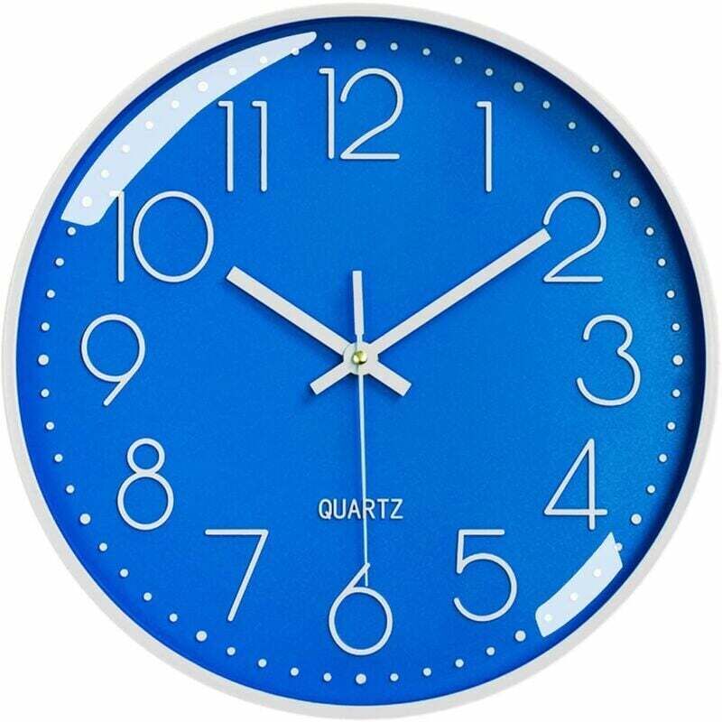 foto del prodotto orologio da parete silenzioso senza ticchettio, orologio al quarzo rotondo moderno decorativo con numeri arabi da 30 cm, per soggiorno camera da
