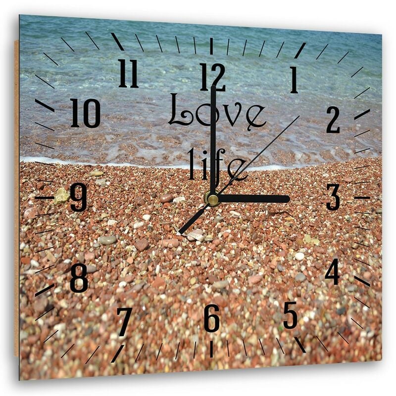 foto del prodotto orologio da parete, spiaggia e pietre 60x60