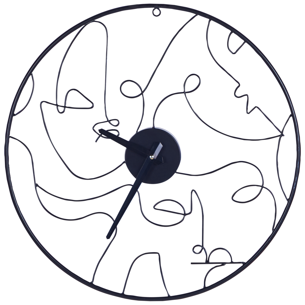 foto del prodotto orologio da parete tondo in ferro e metallo nero ø 50 cm soggiorno camera da letto