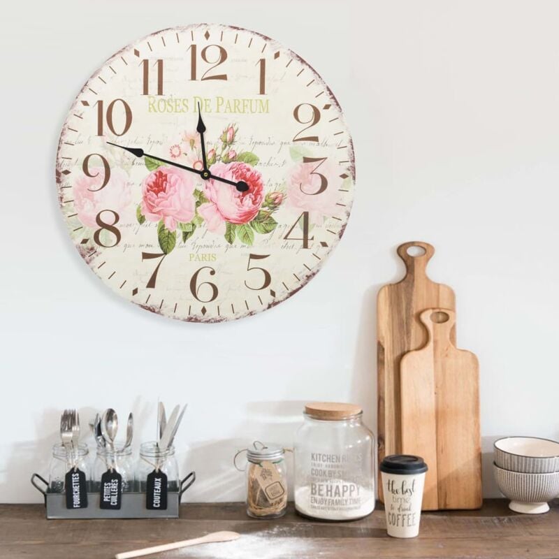 foto del prodotto orologio da parete vintage fiore 60 cm vidaxl