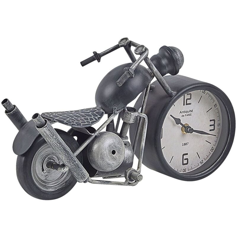 foto del prodotto orologio da scrivania vintage metallo motocicletta nero e argento berno