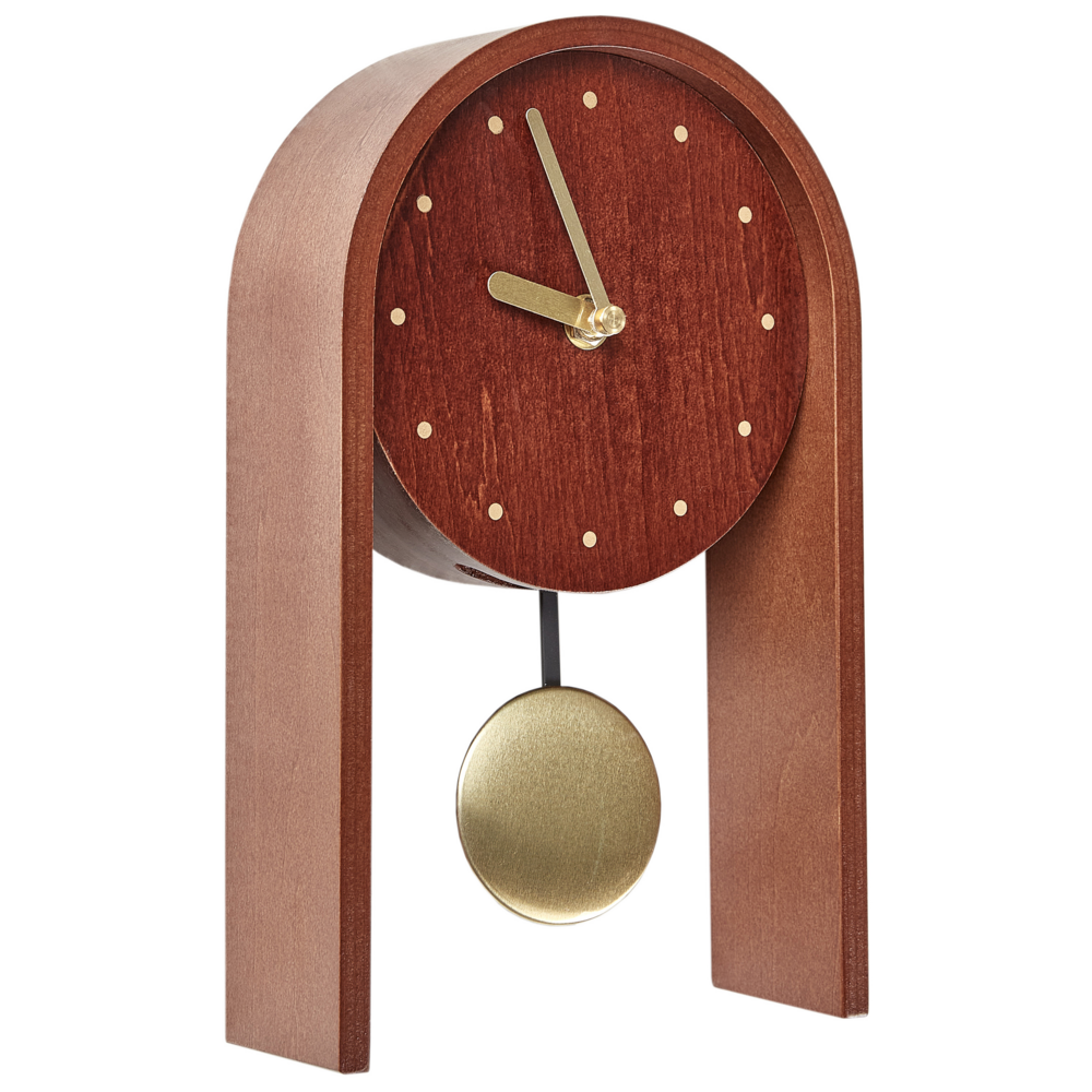 foto del prodotto orologio da tavolo decorazione in legno scuro mdf con pendolo decorativo senza numerazione