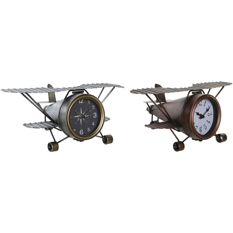 foto del prodotto orologio da tavolo dkd home decor dorato argentato aereo (2 unità)