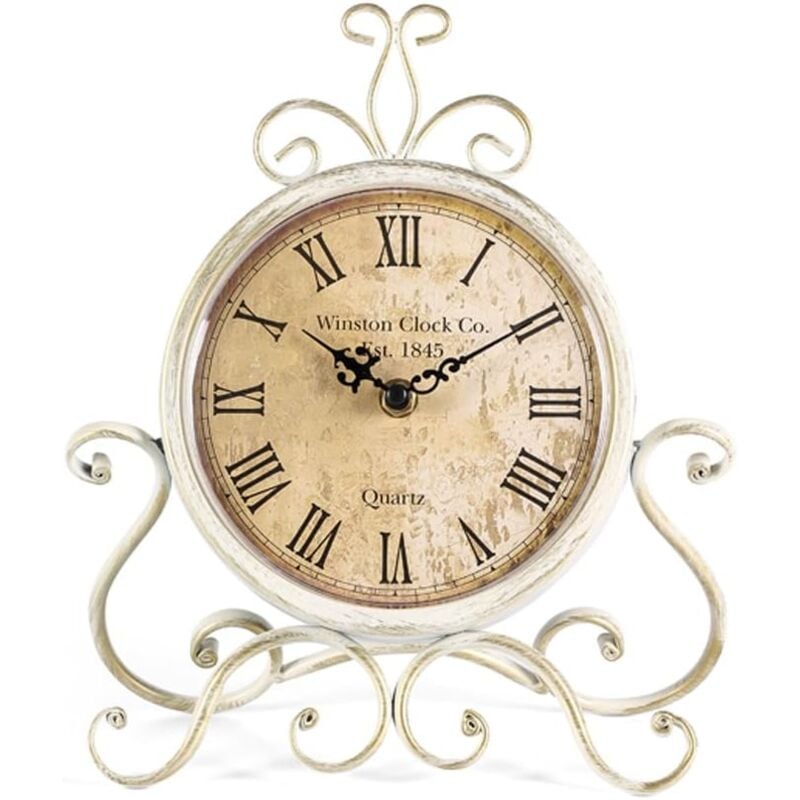 foto del prodotto orologio da tavolo romano silenzioso retr per soggiorno, camera da letto, ufficio bianco sollbry