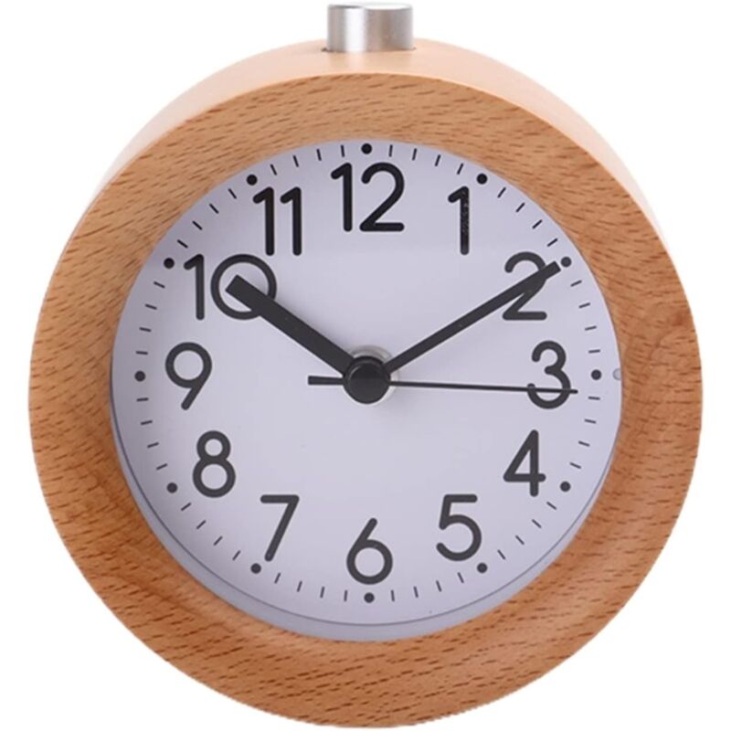foto del prodotto orologio da tavolo rotondo in legno con luce notturna, semplice e creativo dispositivo di cronometraggio da tavolo, decorazione per la casa
