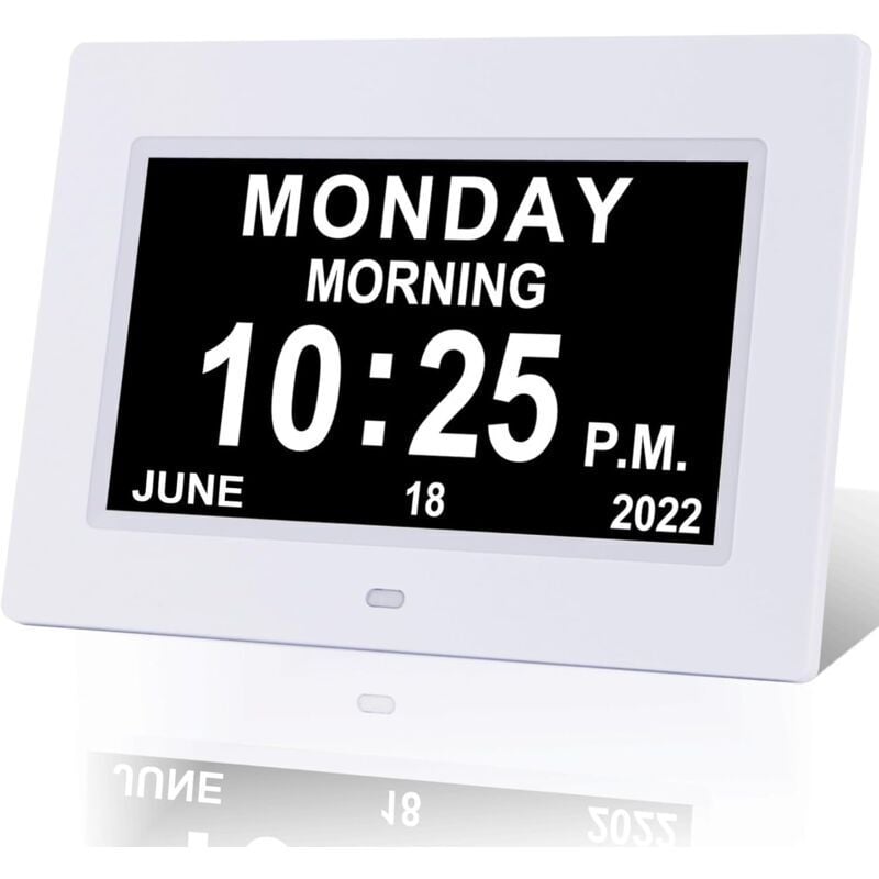 foto del prodotto orologio digitale con calendario giornaliero, orologi per demenza extra large con data e ora per anziani con perdita di memoria, problemi di vista,