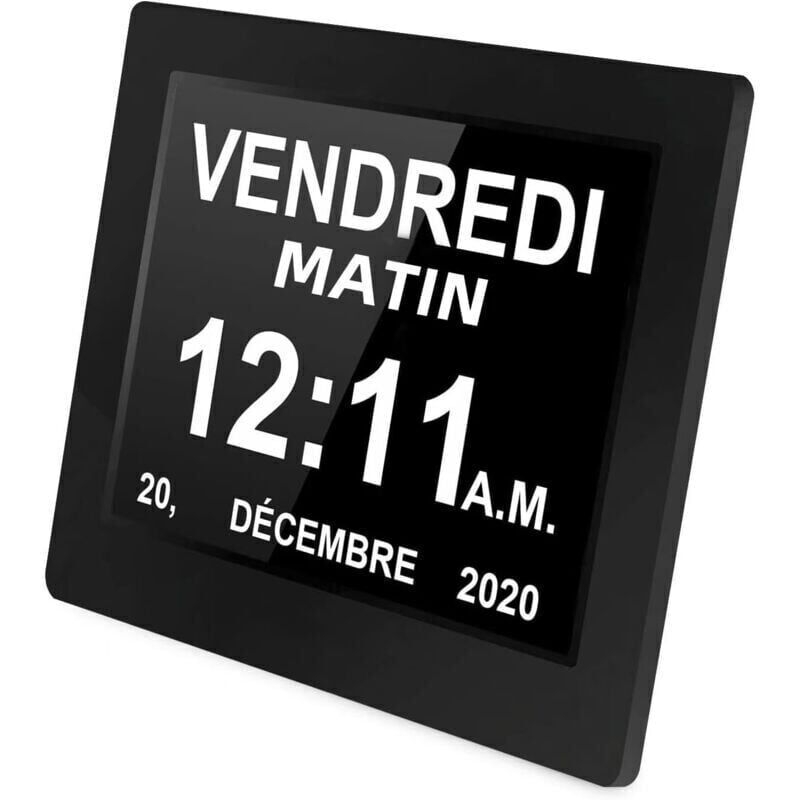 foto del prodotto orologio digitale da 8 pollici, orologio giornaliero con grande schermo, orologio da parete con sveglia, orologio per l alzheimer per genitori nero 