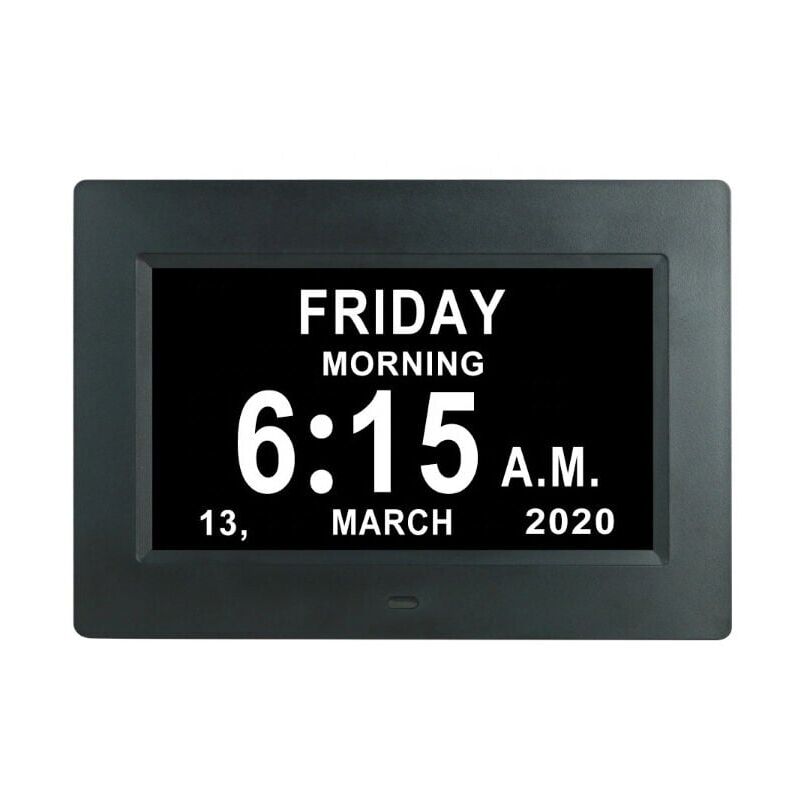 foto del prodotto orologio digitale lcd da 7 pollici con calendario e data, orologio non abbreviato, oscuramento automatico, promemoria con display hd in 8 lingue per
