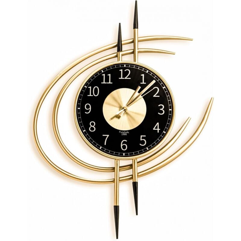foto del prodotto orologio grande dorato, design moderno xxl 54cm, orologio da parete gigante silenzioso senza ticchettio, orologi da parete in metallo originali per