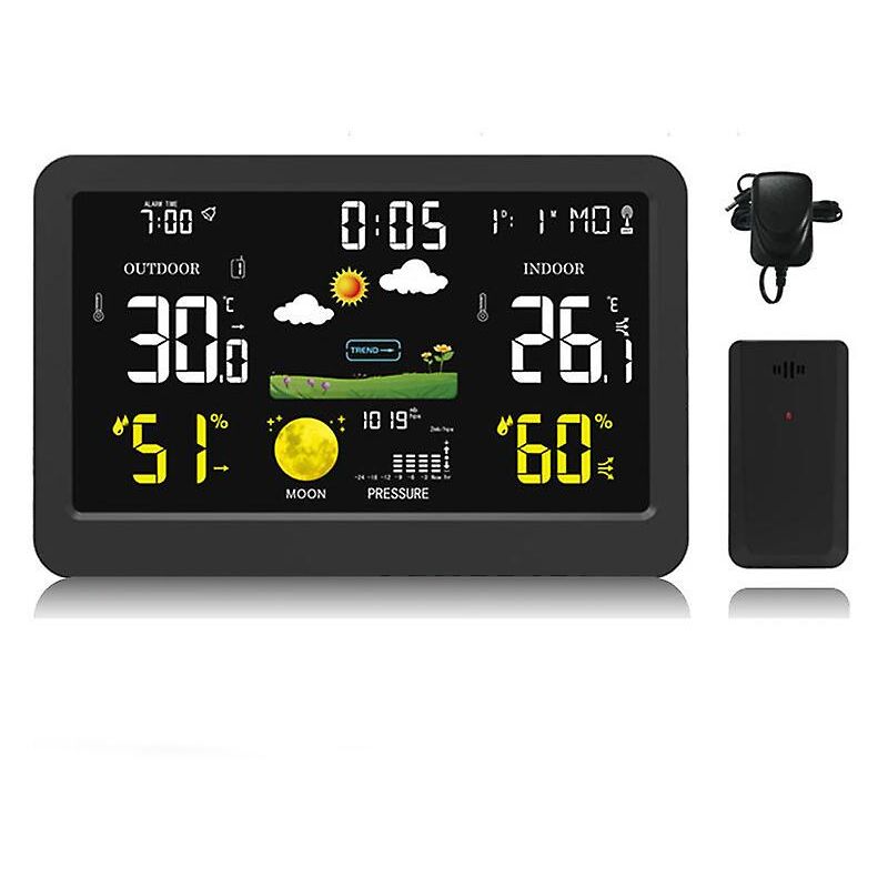 foto del prodotto orologio meteorologico a colori senza fili misuratore di temperatura e umidit per interni ed esterni orologio con controllo del suono orologio con