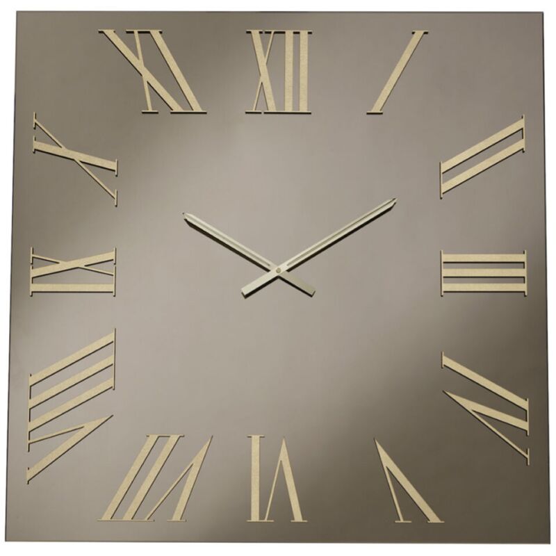 foto del prodotto orologio quadrato in cristallo bronzo e numeri oro 60x60 cm roger