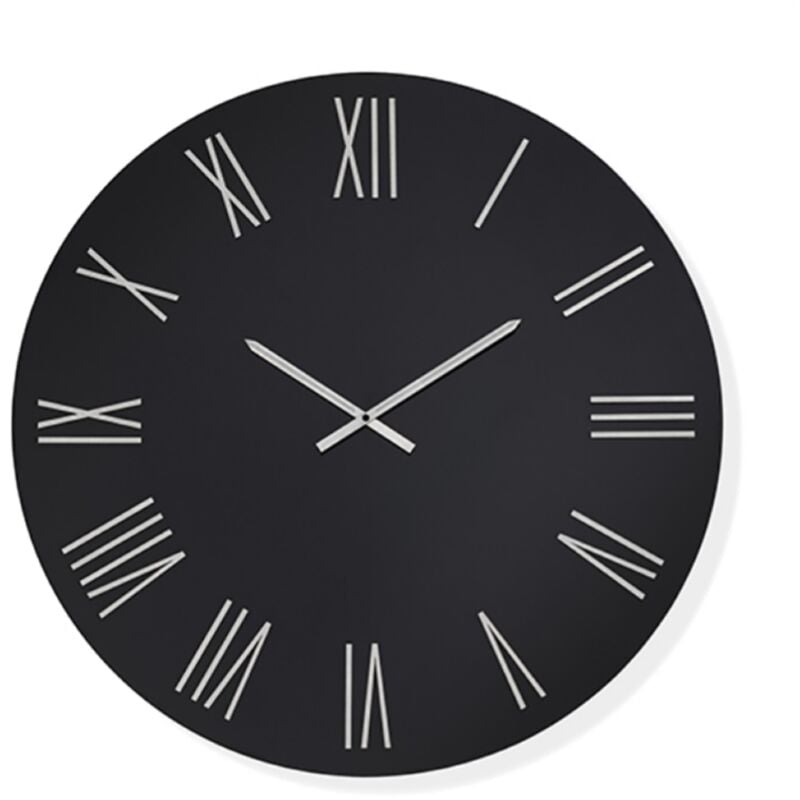 foto del prodotto orologio rotondo d60 cm rowan in cristallo laccato nero e numeri argento