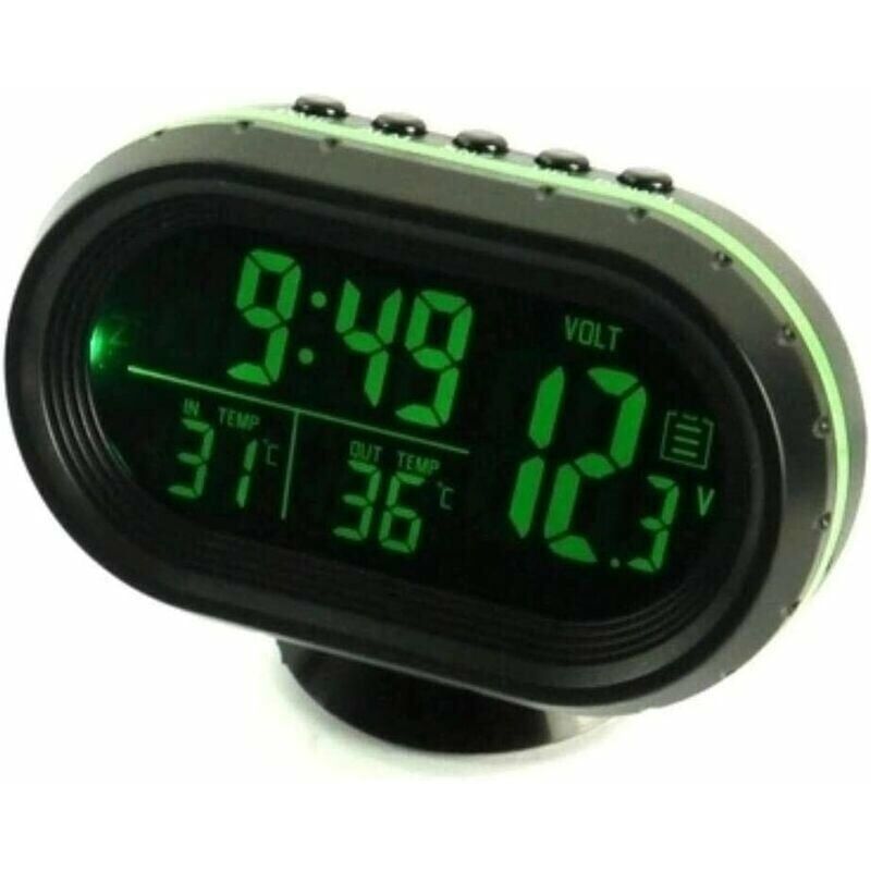 foto del prodotto orologio termometro digitale voltmetro per auto 4 in 1 allarme monitor di tensione orologio lcd retroilluminato 12 24 ore indicatore di temperatura