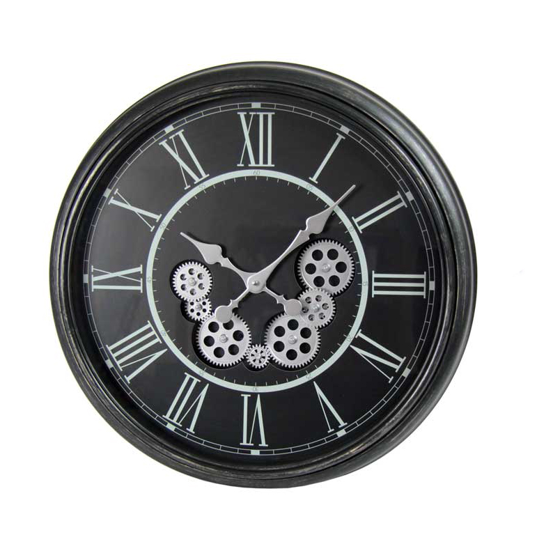 foto del prodotto orologio tondo da parete con design classico in colore nero 58.5x58.5x5.5 cm