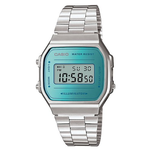 foto del prodotto orologio vintage iconic inox e azzurro a168wem 2ef