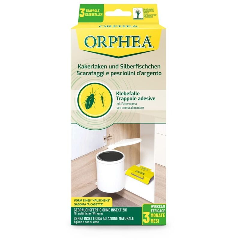 foto del prodotto orphea trappola scarafaggi e pesciolini d argento, effetto a lunga durata, senza insetticidi, per pesci d argento