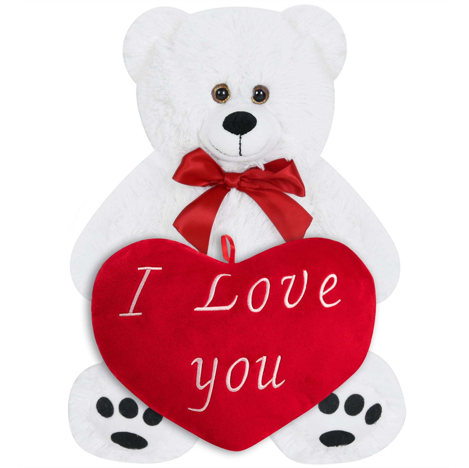foto del prodotto orsacchiotto peluche l bianco 50cm con cuscino cuore 26cm