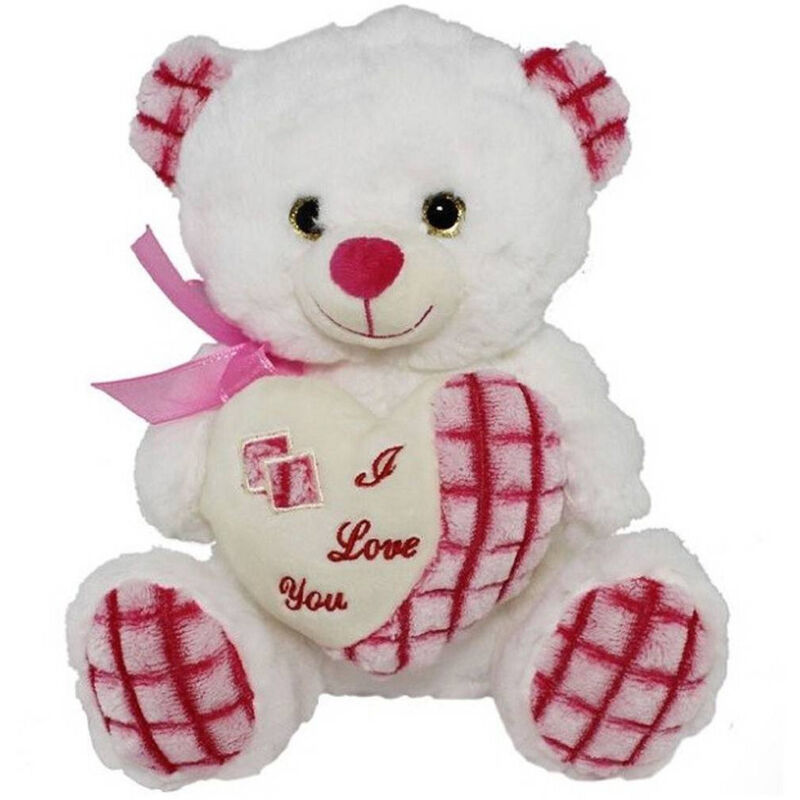 foto del prodotto orsacchiotto peluche pupazzo orso con cuore e fiocco 25cm san valentino 84673 trade shop traesio