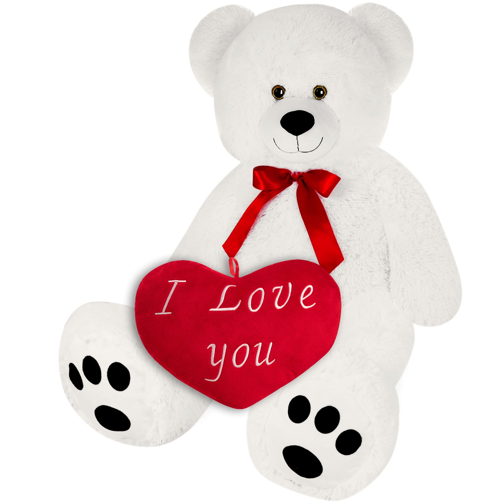foto del prodotto orsacchiotto peluche xxl bianco 150cm cuscino cuore 26cm