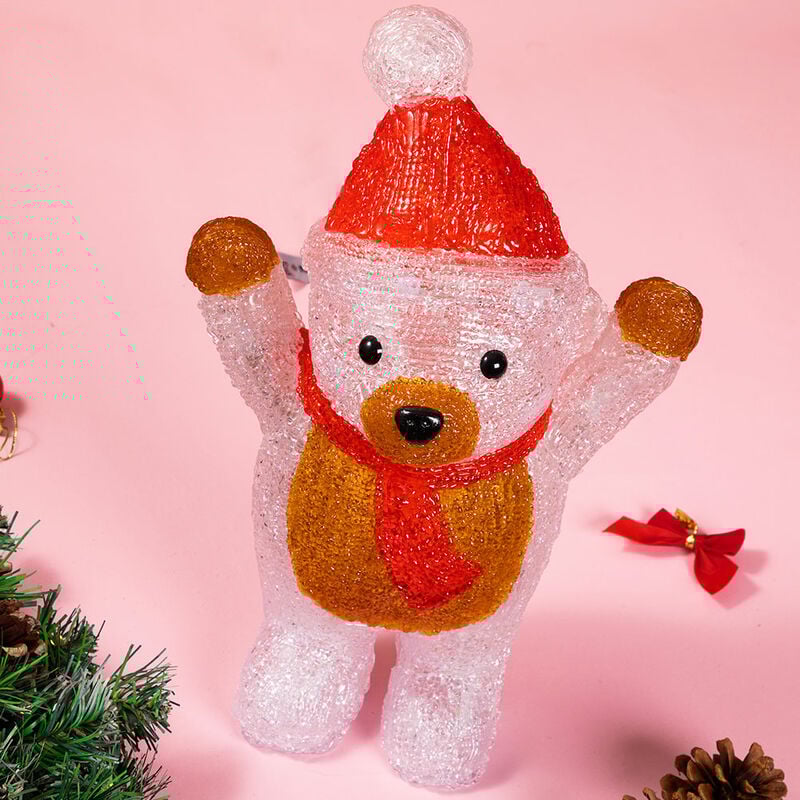 foto del prodotto orsetto orso in piedi forma acrilica natalizio led illuminazione esterni interni