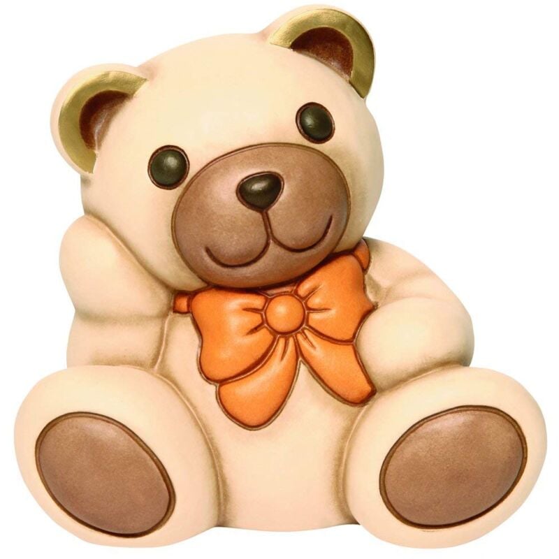 foto del prodotto orso teddy aldo medio con fiocco arancione animali soprammobili da collezione ceramica i classici thun
