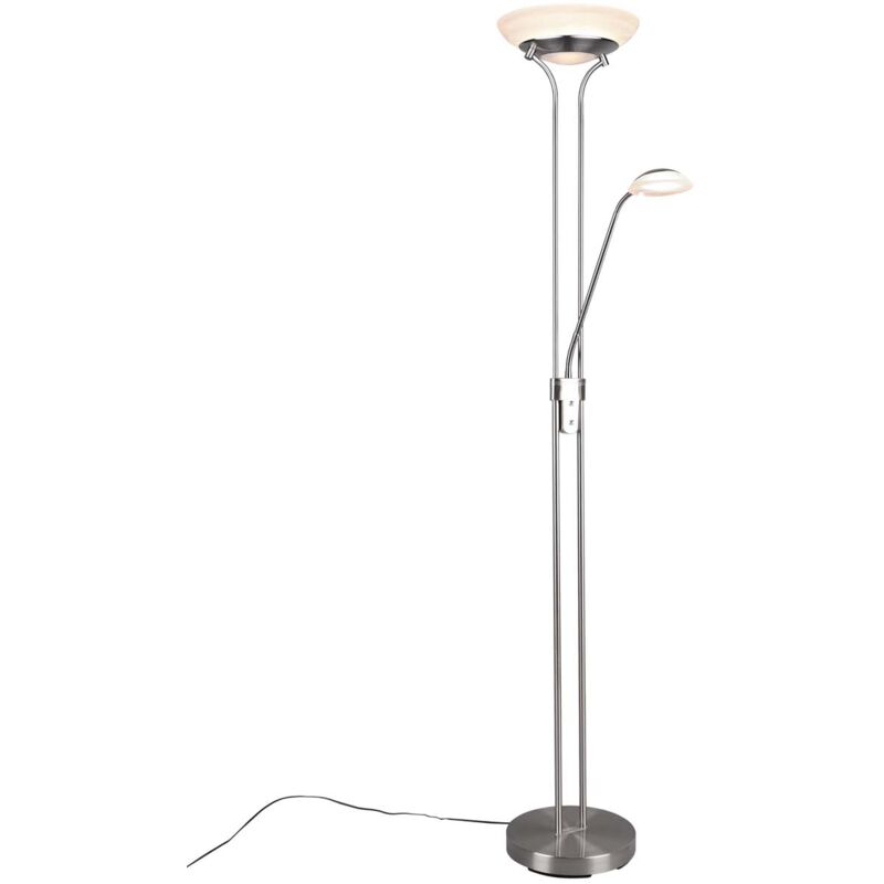 foto del prodotto orson piantana acciaio satinato led con lampada da lettura con funzione dimmer ed accensioni separate h. 180cm