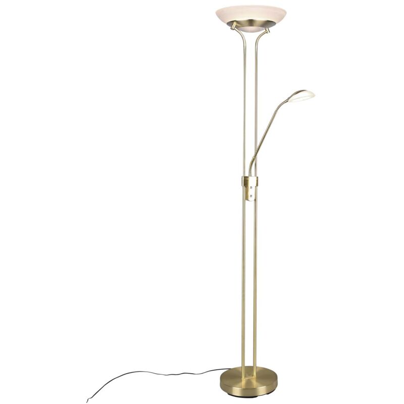 foto del prodotto orson piantana ottone satinato led con lampada da lettura con funzione dimmer ed accensioni separate h. 180cm