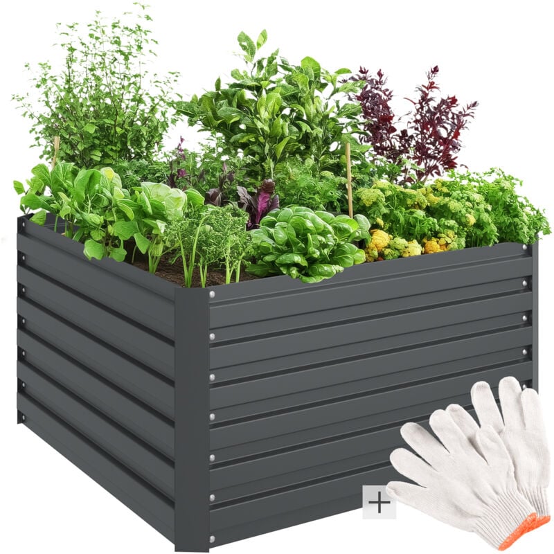 foto del prodotto orto rialzato blomma, 540 l, zincato, 100x100x56cm fioriera, orto rialzato, cassetta per piante