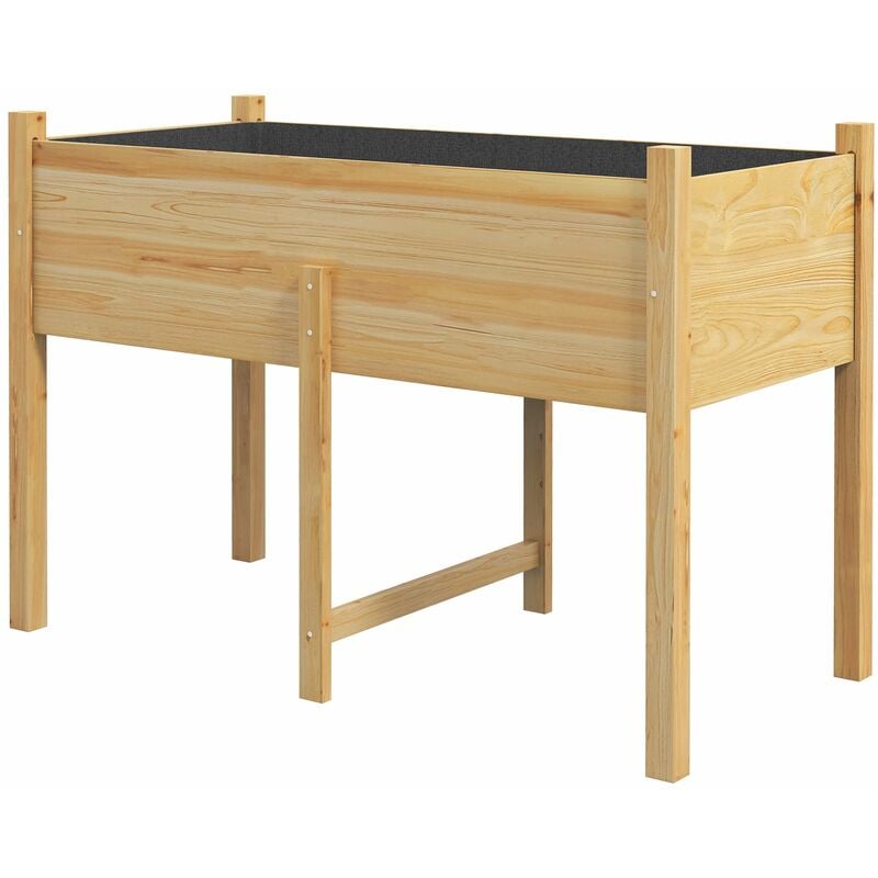 foto del prodotto orto rialzato con 2 fori di drenaggio e sacca in tessuto non tessuto 115x55x80 cm in legno di abete naturale
