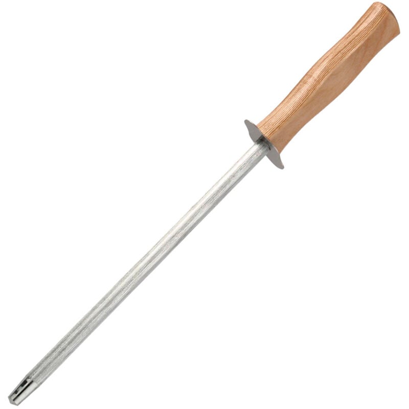 foto del prodotto oryx acciaino da cucina 19 cm. manico in legno. acciaino manuale per affilare coltelli e forbici.